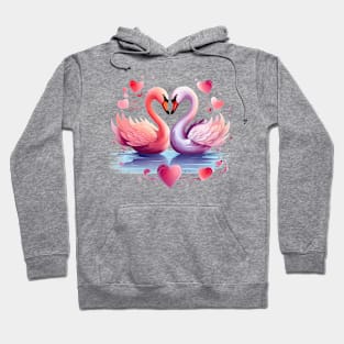 Valentine Kissing Swan Bird Couple Hoodie